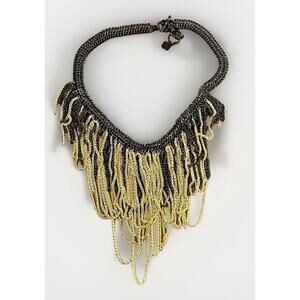 Kendra Scott Black & Gold Multi- Margot Statement Necklace- Chainmail Style 285g